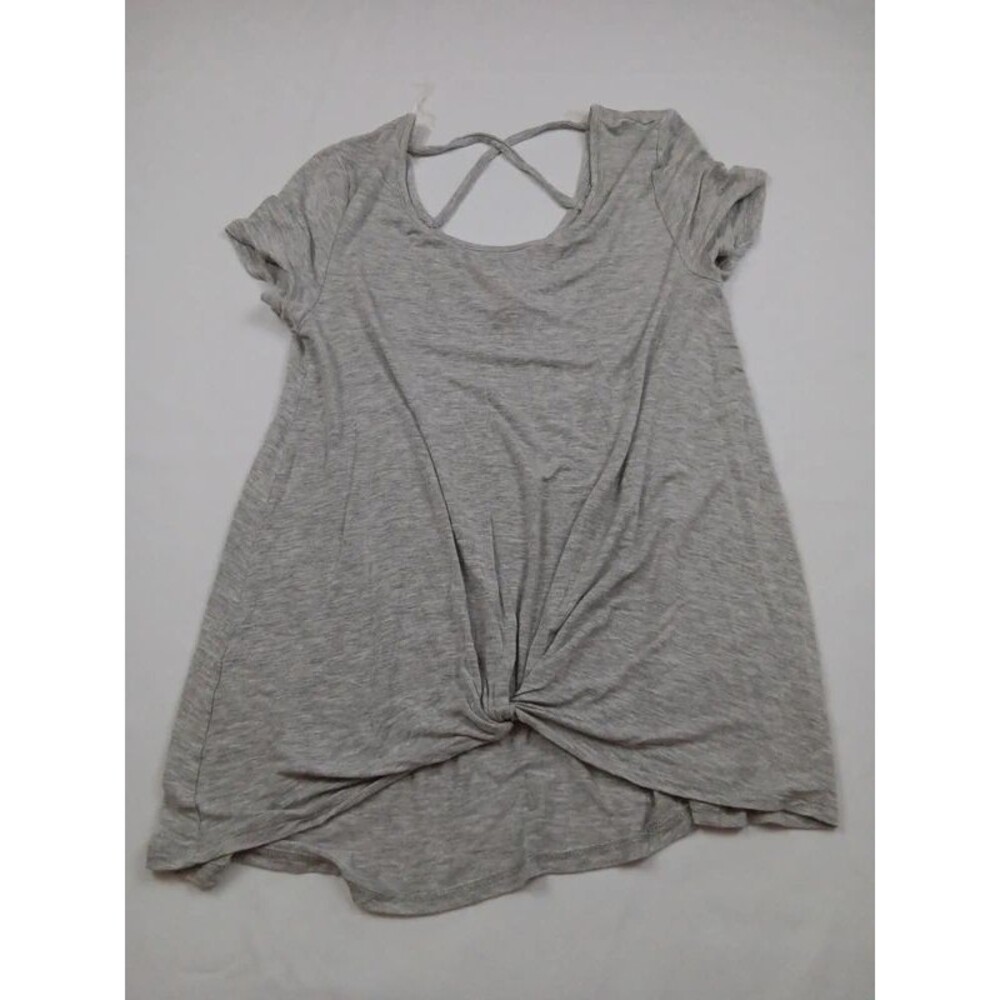No Boundaries Heather Gray Twist Front Top Strappy Criss Cross Back Size M 7-9